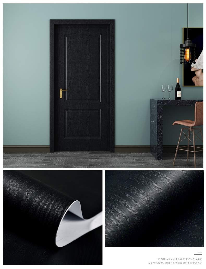 tiltil Black Wallpaper - Peel and Stick Wallpaper Wood â€“ Black Wood Self-Adhesive & Removable Wall Paper for Countertop Furniture Kitchen Wall, Countertop Contact Paper, Easy to Clean, 17.7â€ Ã—393â€ Vinyl - Image 3